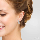 1/10 ctw Lattice Round Cut Diamond Hoop Earrings in 10K White Gold